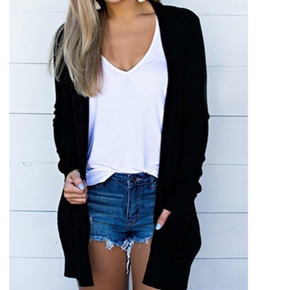THE BASIC BLACK LARGE OPEN CARDI NWT - Picture 2 of 3